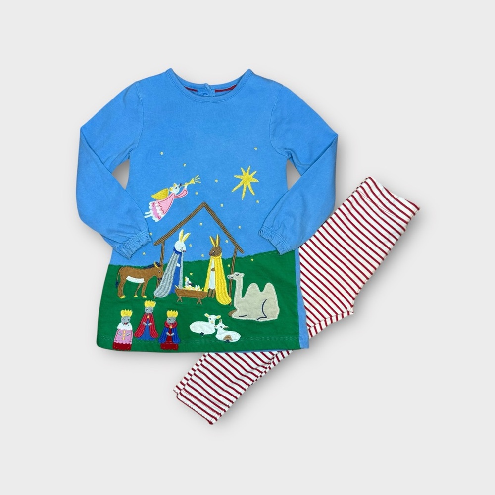 Mini Boden Holiday Nativity Tunic Applique & Legging Set
